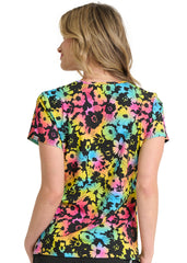 Floral Shine 2 Taschen STRETCH Damen Kasack