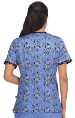 Vintage Floral 4 Taschen Damen Kasack | Baumwolle