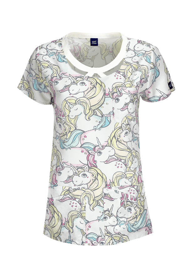 Einhörner Motive auf weißem Hintergrund Damen Lyocell Kasack