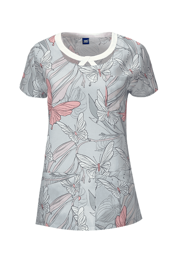 Hellblauer Schmetterling Motiv Damen Lyocell Kasack