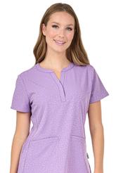 Jaquard 2 Taschen STRETCH Damen Kasack - Purple Smoke