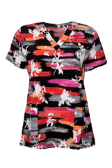 orange schwarz gemusterter Damen Kasack