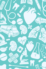 weiße medizinische Symbole auf türksem Hintergrund