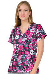 Flower Patch 2 Taschen STRETCH Damen Kasack