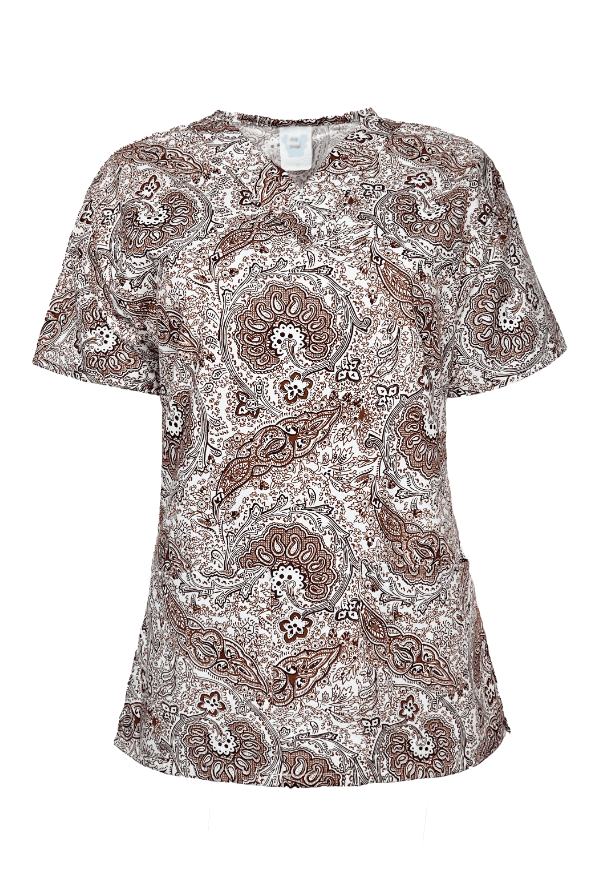 Braunes Paisley Motiv Damen Kasack