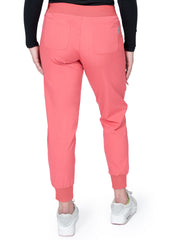 Coral farbige Damen Stretch Jogger Pflegehose Rückansicht