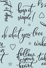 Schwarze Schriften auf blauem Hintergrund Muster