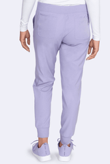 Lavendel farbige Stretch Damen Jogger Berufshose Rückansicht