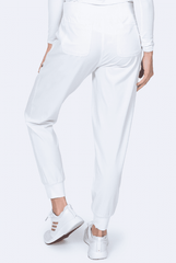 Weiße Stretch Damen Jogger Berufshose Rückansicht