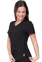 Schwarzer Damen Stretch Kasack Seitenansicht