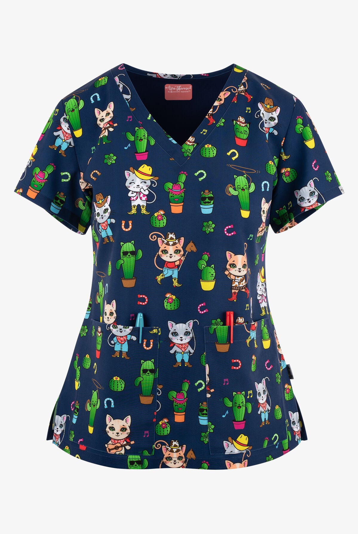 Cowboy Katzen Motive Damen Stretch Kasack