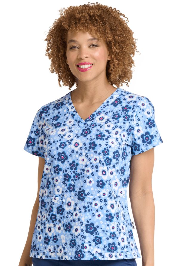 Floral Affair Blauer Blumen Damen Stretch Kasack Ava Therese