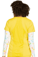 Gelber Stretch Damen Kasack Rückenansicht