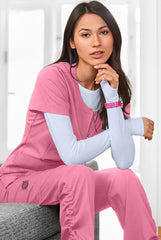 Peace Peony Pink 6 Taschen STRETCH Damen Berufshose