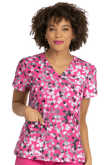 Pinker Herzchen Damen Stretch Kasack