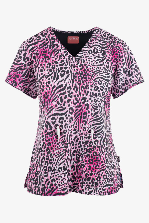 Pinker Animal Print Wild Thing Damen Stretch Kasack