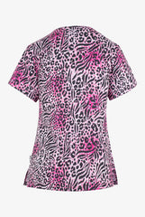 Pinker Animal Print Wild Thing Damen Stretch Kasack Rückenansicht
