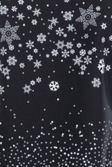 Schwarzes Schneeflocken Motiv Damen Stretch Kasack Zoom
