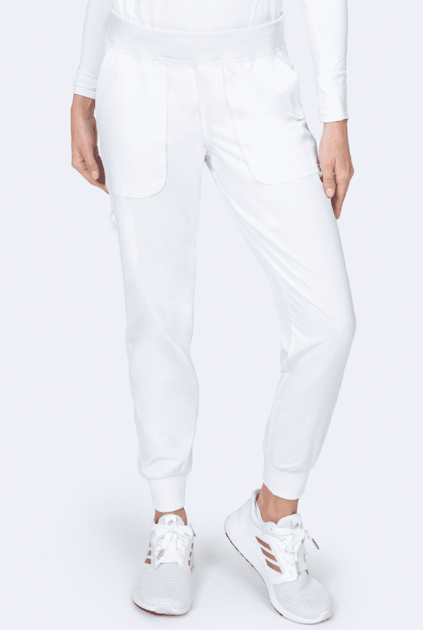 Weiße Stretch Damen Jogger Pflegehose