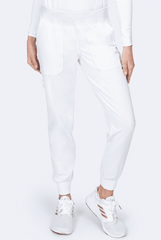 Weiße Stretch Damen Jogger Pflegehose