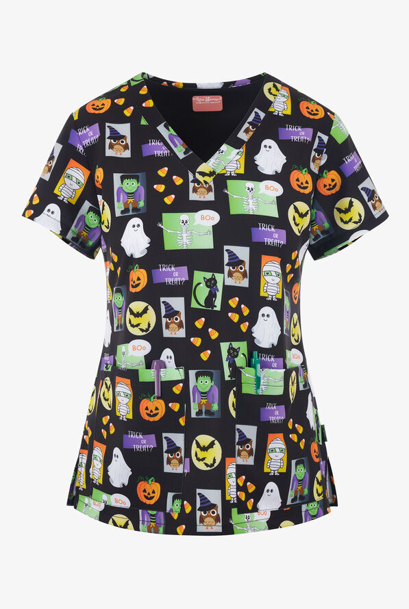 Schwarzer Halloween Stretch Damen Kasack