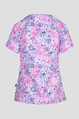 Happy Stethoscopes 2 Taschen STRETCH Damen Kasack