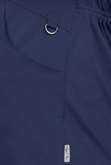 Seitenansicht, Marineblauer Umstandskasack für Damen.