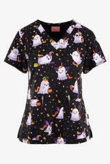 Schwarzer Geister Halloween Damen Stretch Motiv Damen Kasack