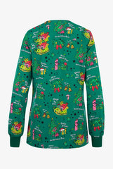 Hinteransicht, Damen Kasack-Langarm-Jacke Christmas Tree.