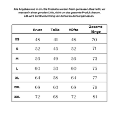 Größentabelle Vital Vibez Damen Kasack bis Größe 3XL