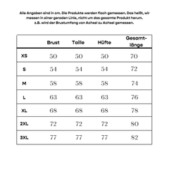 Größentabelle Vital Vibez Unisex Kasack bis Größe 3XL