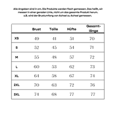 Größentabelle White Cross Damen Kasack bis Größe 3XL