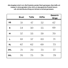 Größentabelle White Cross Damen Kasack bis Größe 3XL