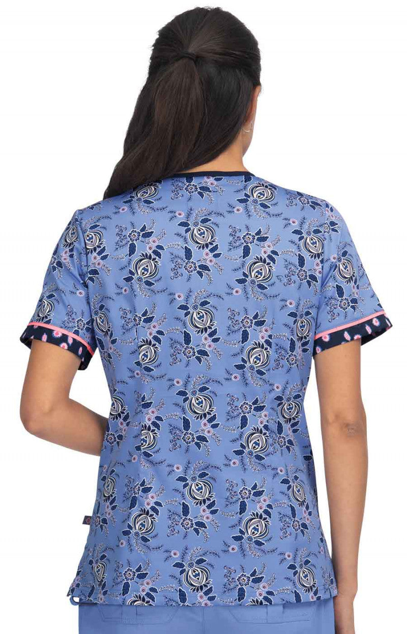 Vintage Floral 4 Taschen Damen Kasack | Baumwolle