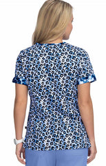 Batik Leopard Blue 3 Taschen Damen Kasack | Baumwolle