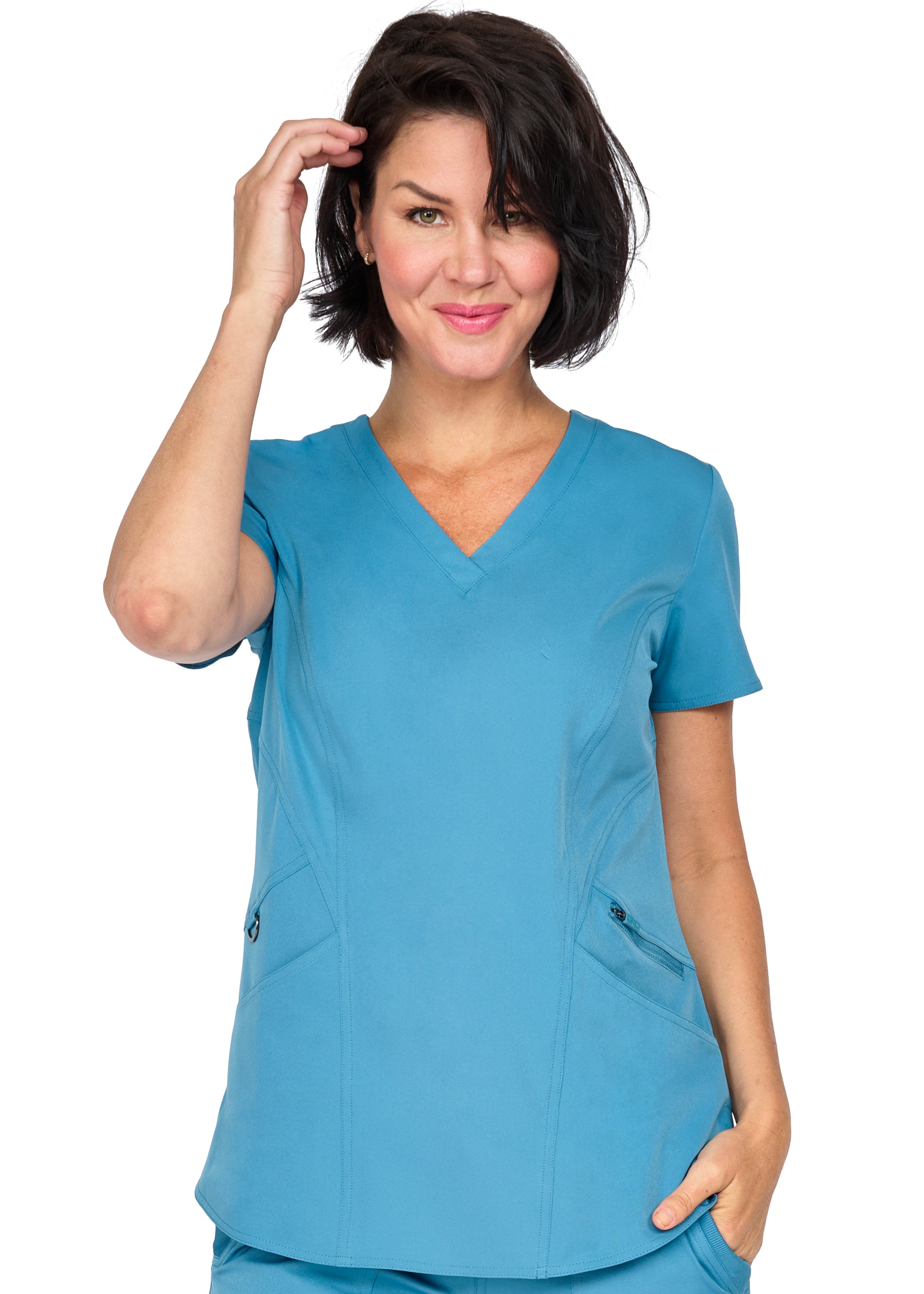 Blue Shadow 3 Taschen STRETCH Damen Kasack