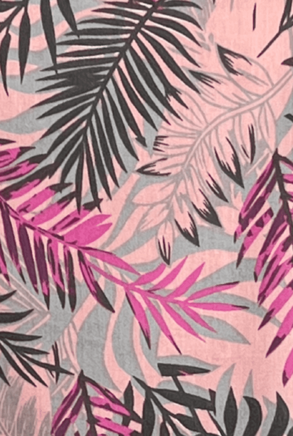 Pink Leaves 2 Taschen Damen Kasack