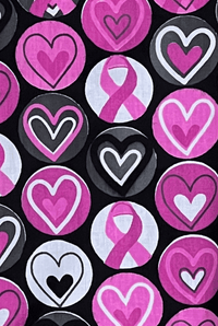 Brustkrebs Awareness Schleifen und Herzchen Motive