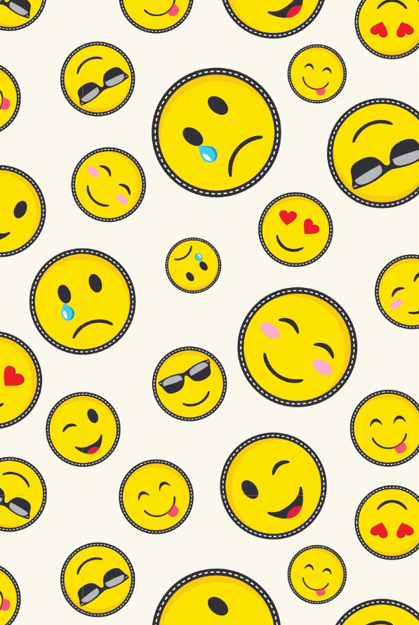 Gelbe Emoji Motive auf weißem Hintergrund 