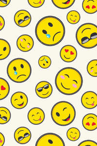Gelbe Emoji Motive auf weißem Hintergrund 