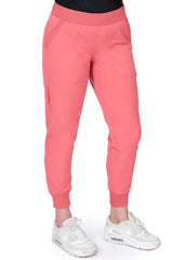 Coral farbige Damen Stretch Jogger Pflegehose