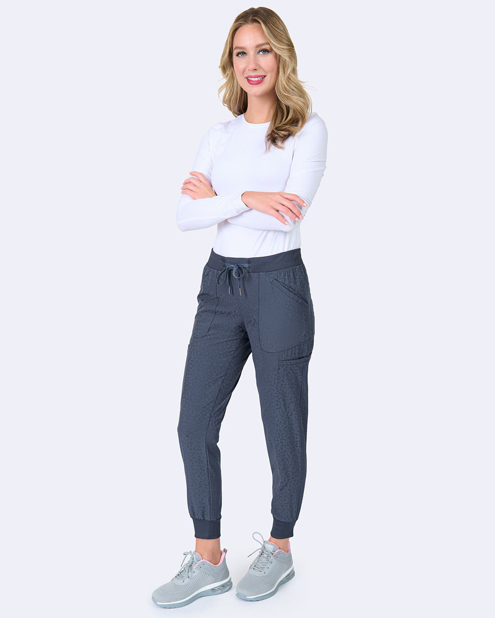 Jaquard Jogger STRETCH Damen Berufshose 6 Taschen | grau