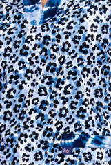 Batik Leopard Blue 3 Taschen Damen Kasack | Baumwolle