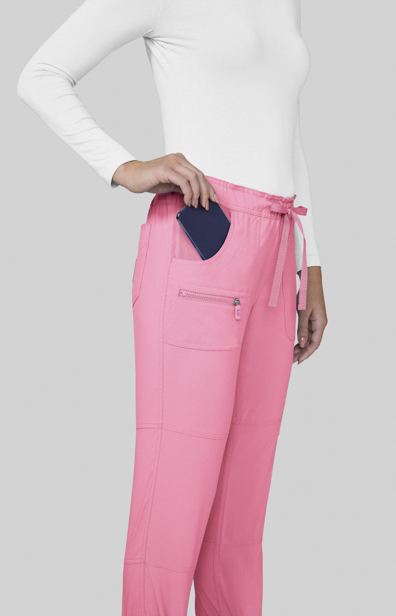 Peace Peony Pink 6 Taschen STRETCH Damen Berufshose