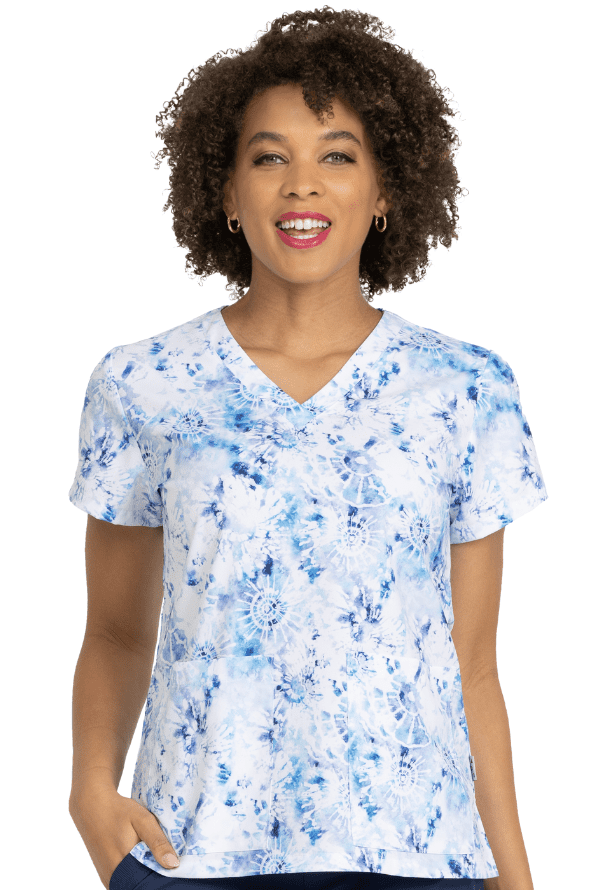 Blauer Batik Damen Stretch Kasack Model 