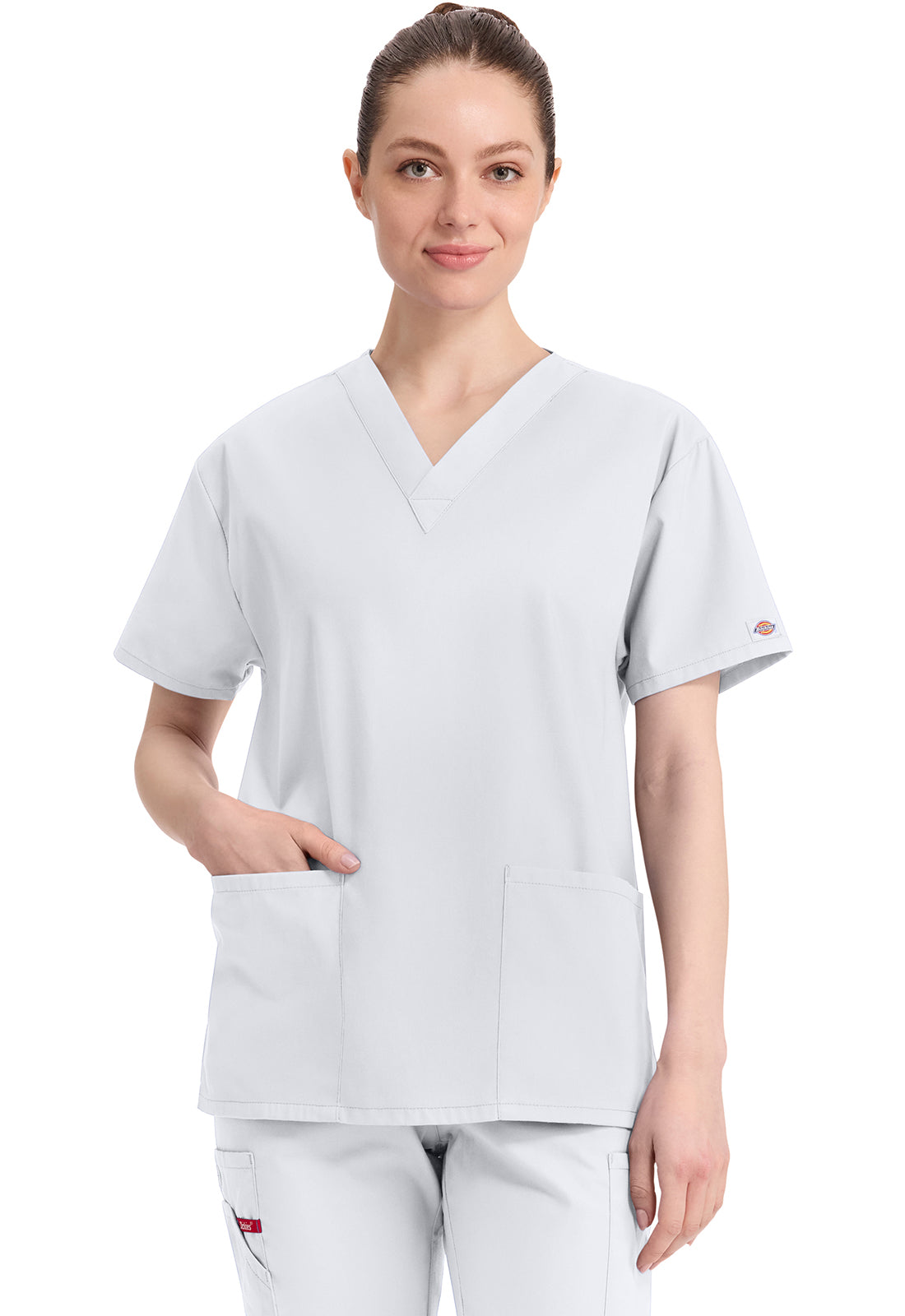 Weißer 3 Taschen Signature Damen Kasack