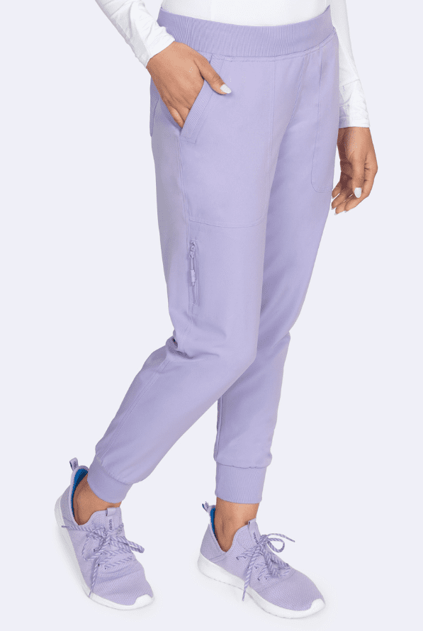 Lavendel farbige Stretch Damen Jogger Berufshose Seitenansicht 