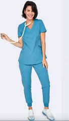 Blue Shadow 3 Taschen STRETCH Damen Kasack