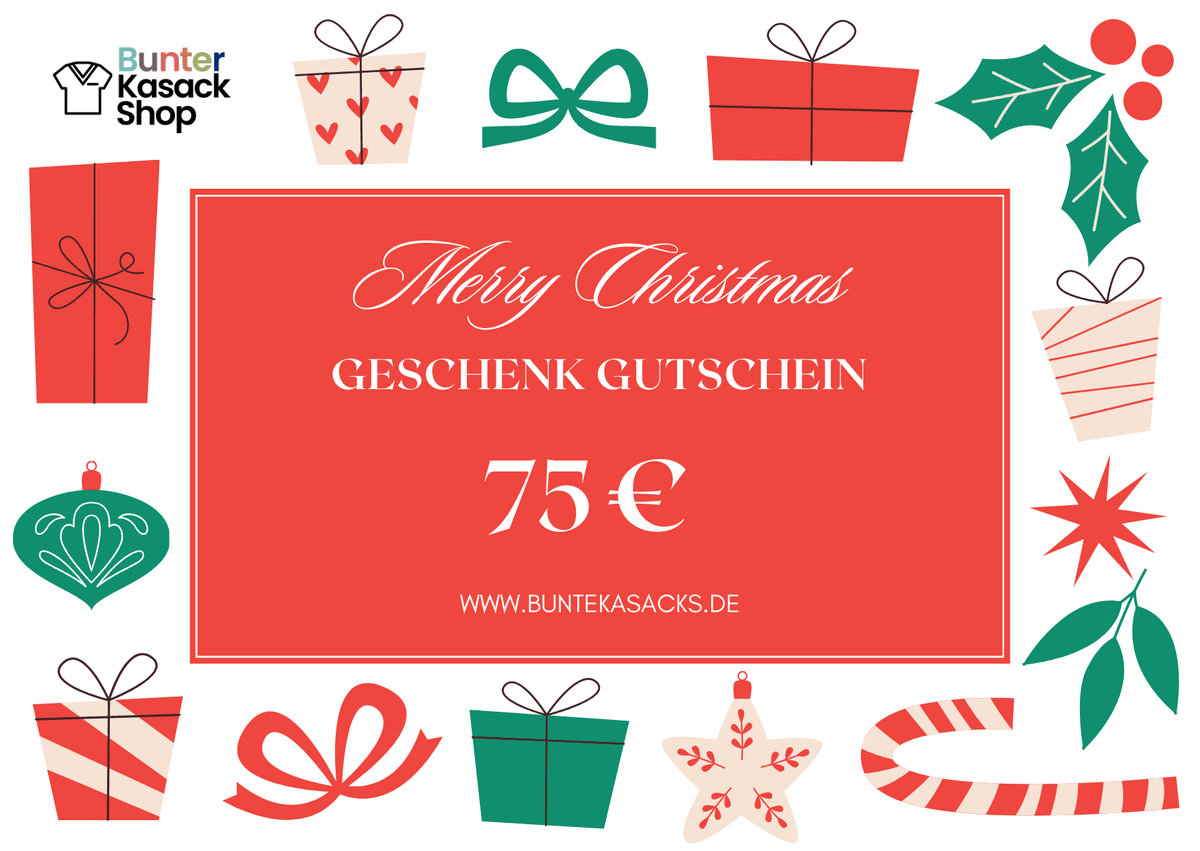 Weihnachten Geschenk Gutschein 75€ Bunter Kasack Shop