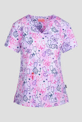 Happy Stethoscopes 2 Taschen STRETCH Damen Kasack